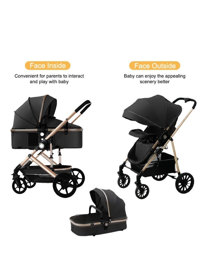 جورفنت عربة أطفال خفيفة الوزن وقابلة للعكس مع صينية طعام مجانية وحامل أكواب، قابلة للطي السريع، مناسبة للأعمار من 0 إلى 6 سنوات، إطارات EVA مضادة للانزلاق ومقاومة للثقب، سعة تحميل 60 كجم، عربة سفر سوداء - Image 4